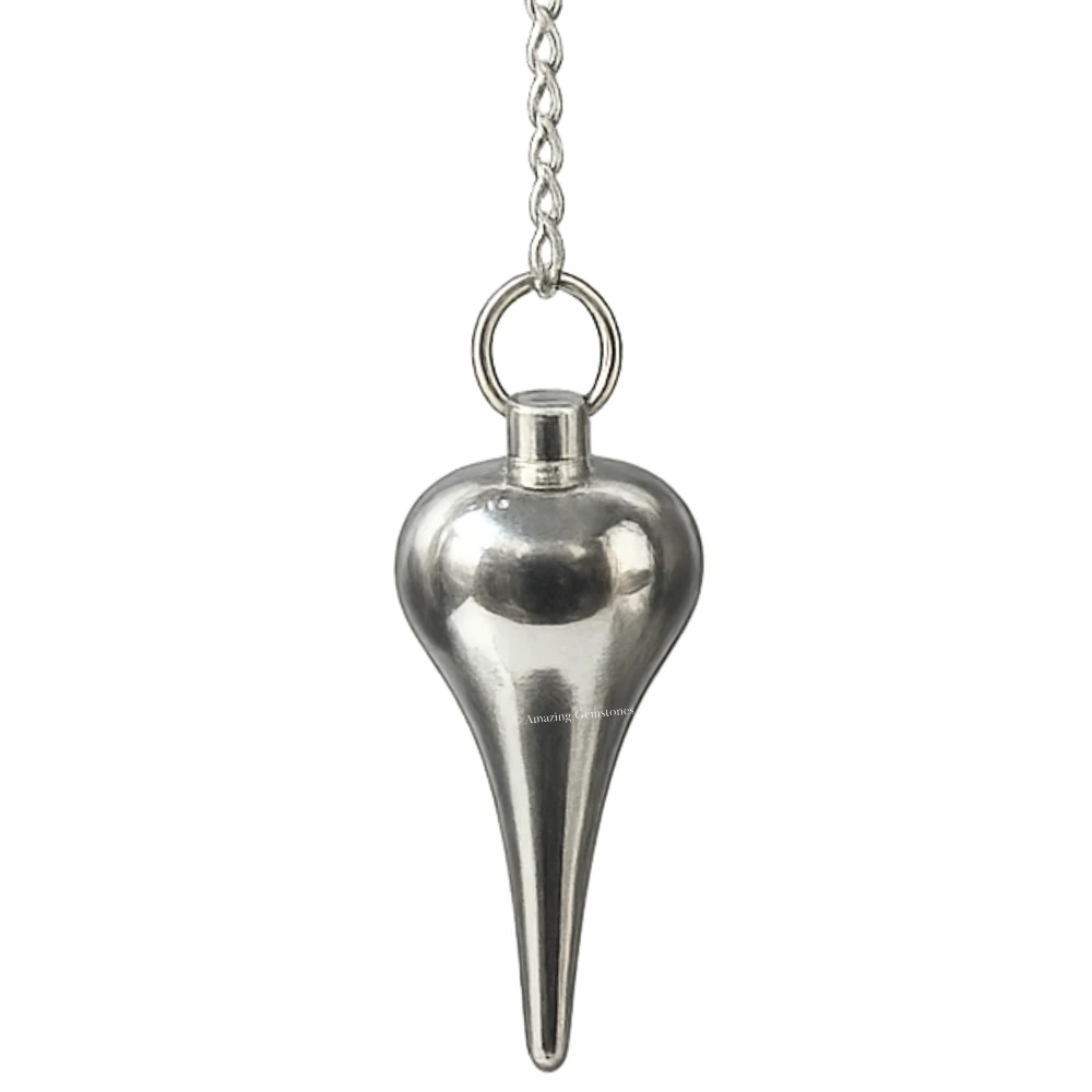 Metal Brass Pendulum - Silver Dome Cone Point (MP119)