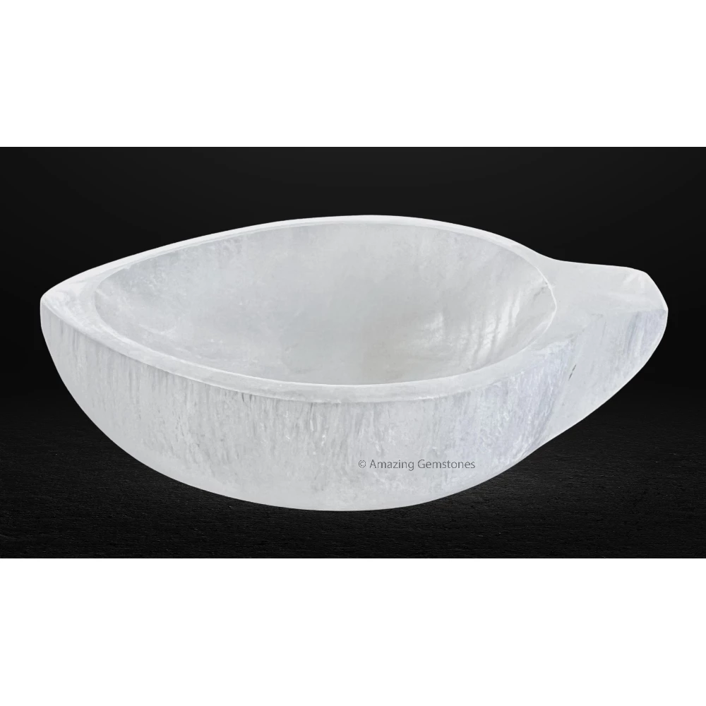 Selenite Charging Bowl for Crystals - Leaf