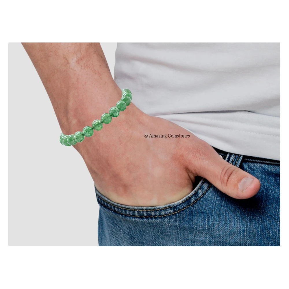 Green Strawberry Quartz Bracelet (Adjustable)