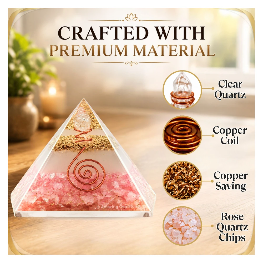 Rose Quartz Orgone Pyramid - Glow in Dark