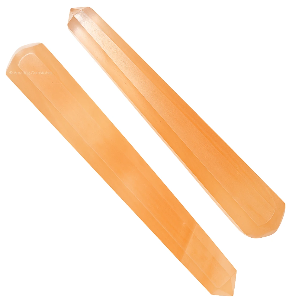 Orange Selenite Wand (Faceted)