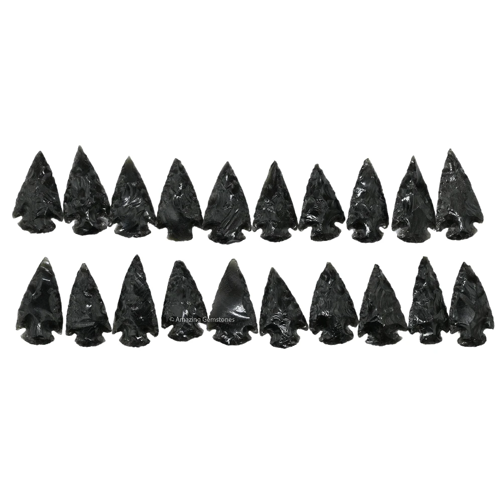 Black Obsidian Crystal Arrowhead - 1" to 1.5" (20 Pieces)