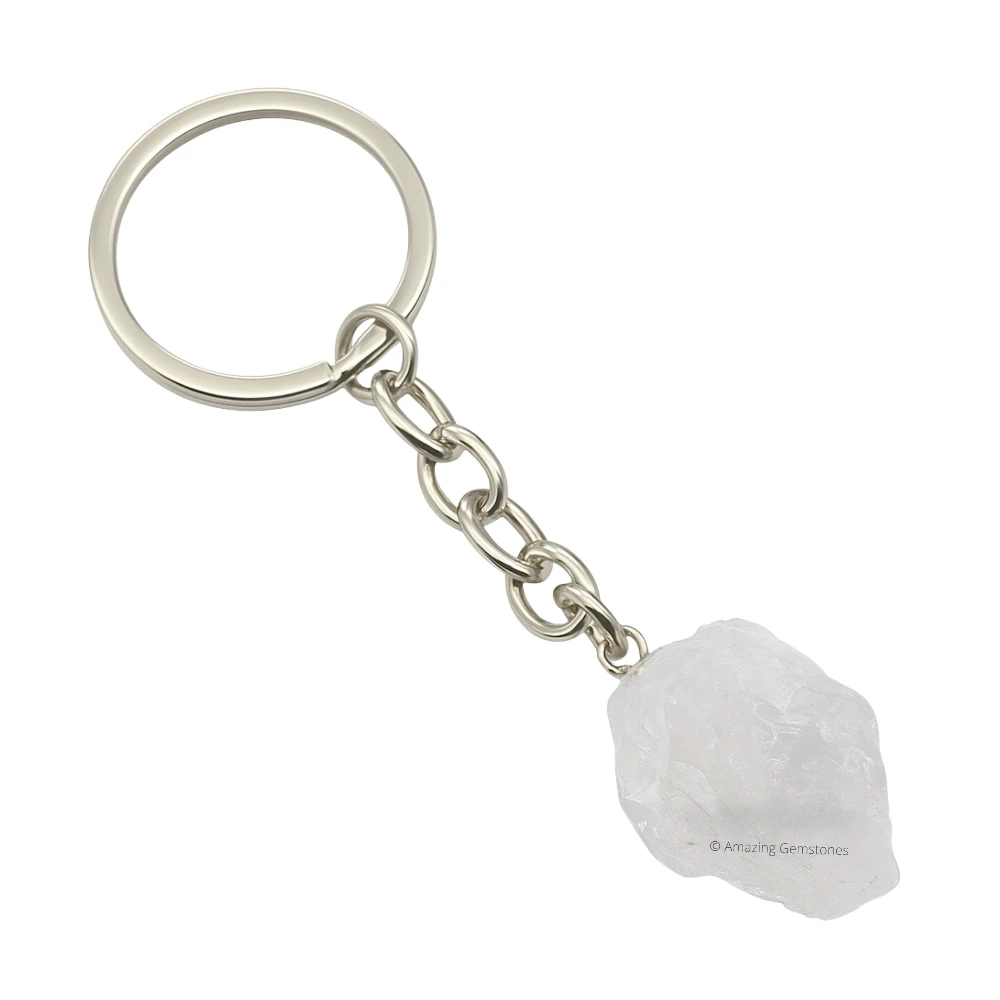 Clear Quartz Keychain Keys Holder (Raw)