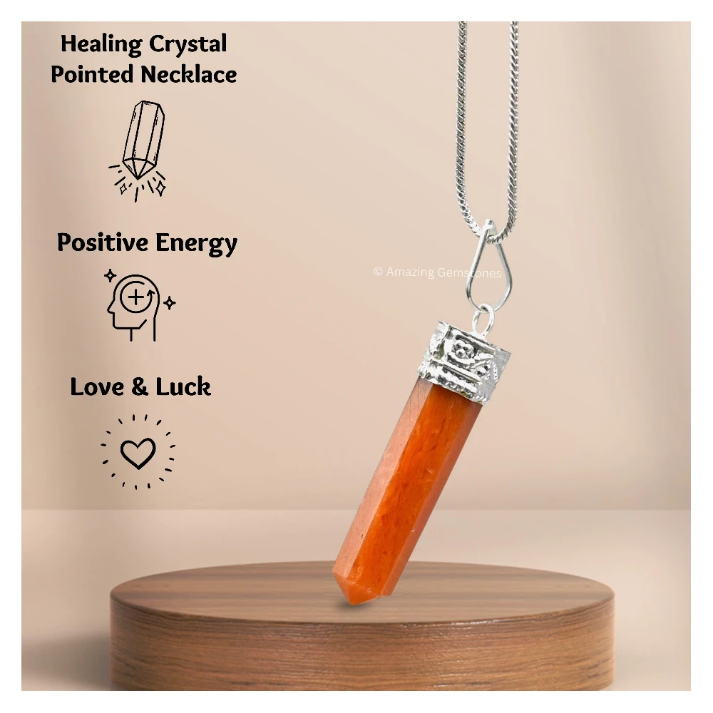 Carnelian Necklace - Pencil Point (Silver)
