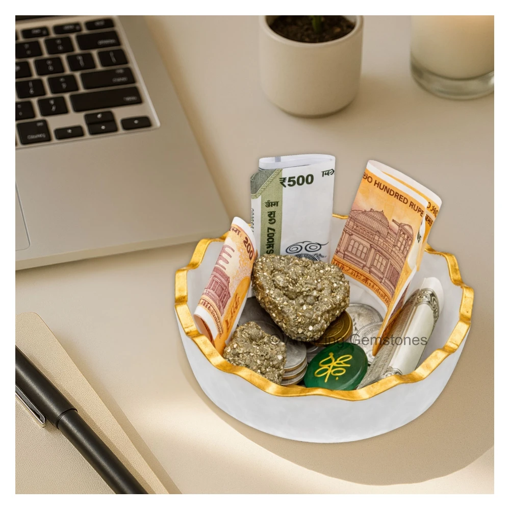 Money Bowl with Golden Rim For Feng Shui Wealth Attraction