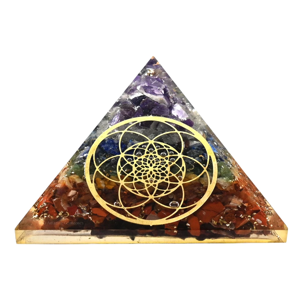 Natural Chakra Orgone Pyramid - Seed of Life