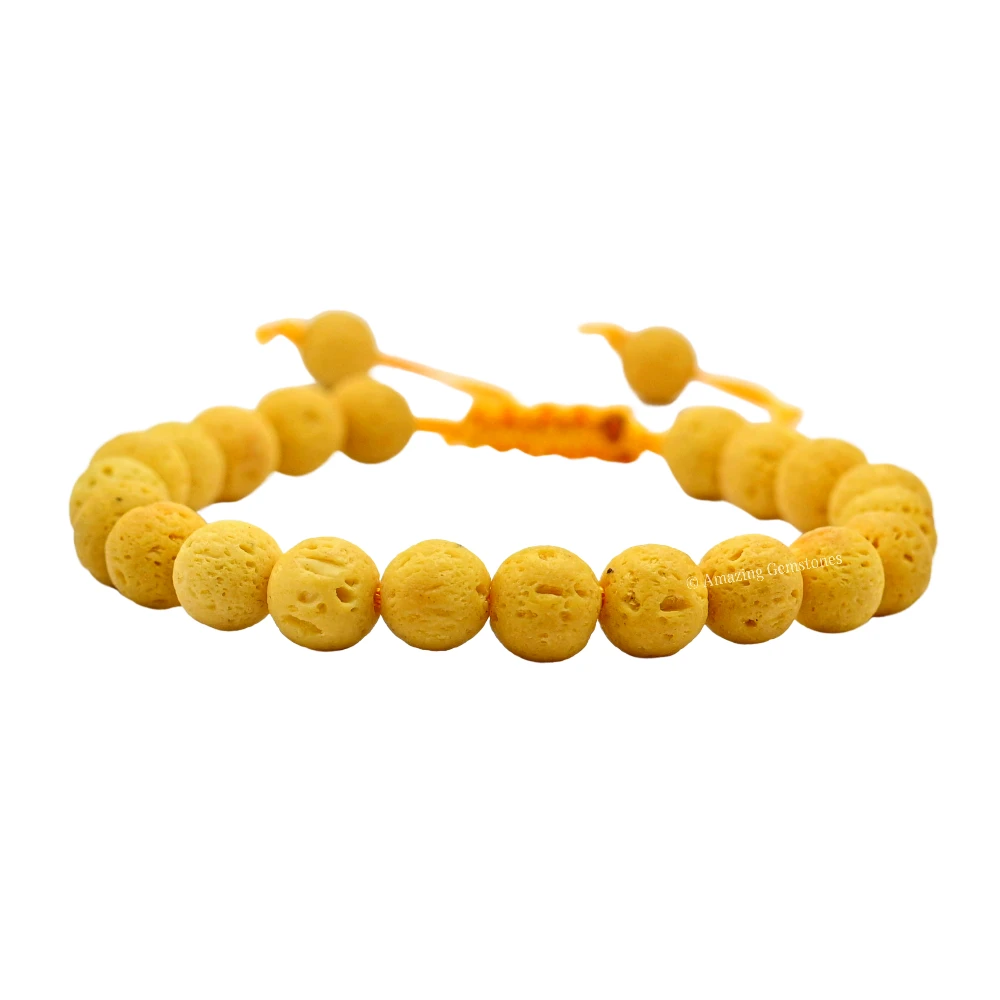 Yellow Lava Stone Bracelet (Adjustable)