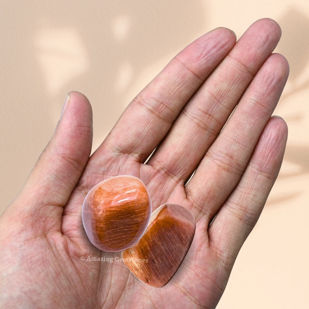 Tumbled Peach Moonstone Crystals Stones (1 oz)