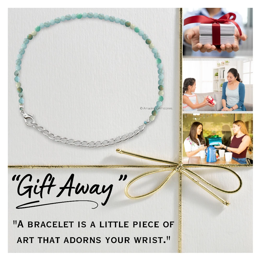 Amazonite Crystal Bracelet - 2mm Faceted Bead (Silver)