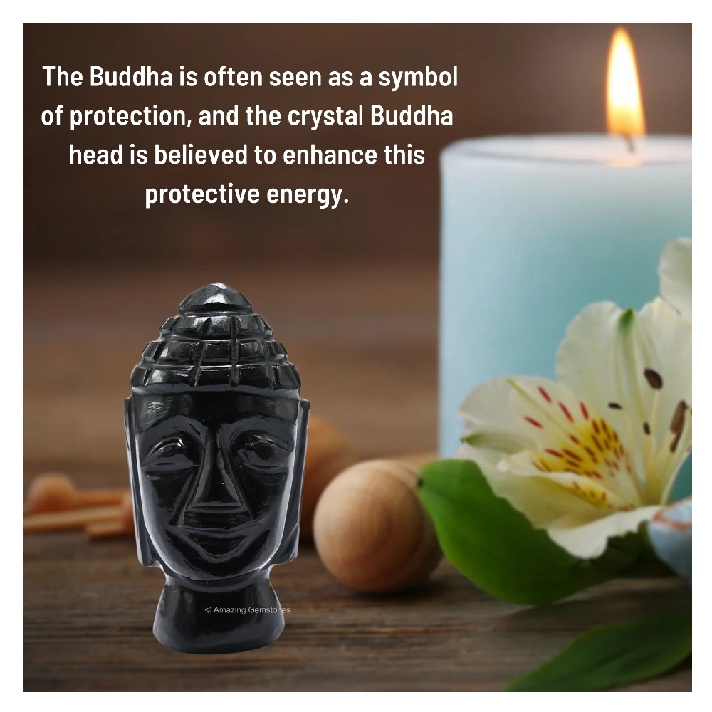 Black Obsidian Buddha Head