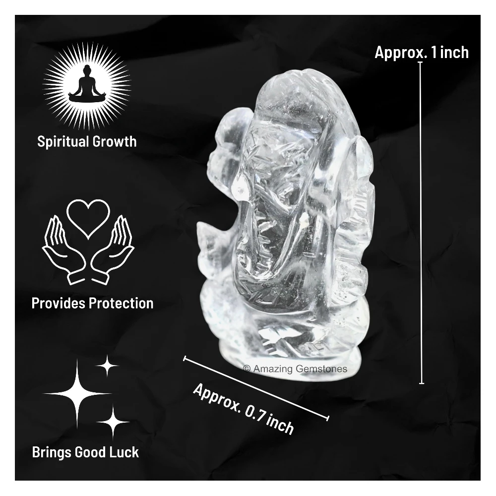 Clear Quartz Ganesha Crystal Idol