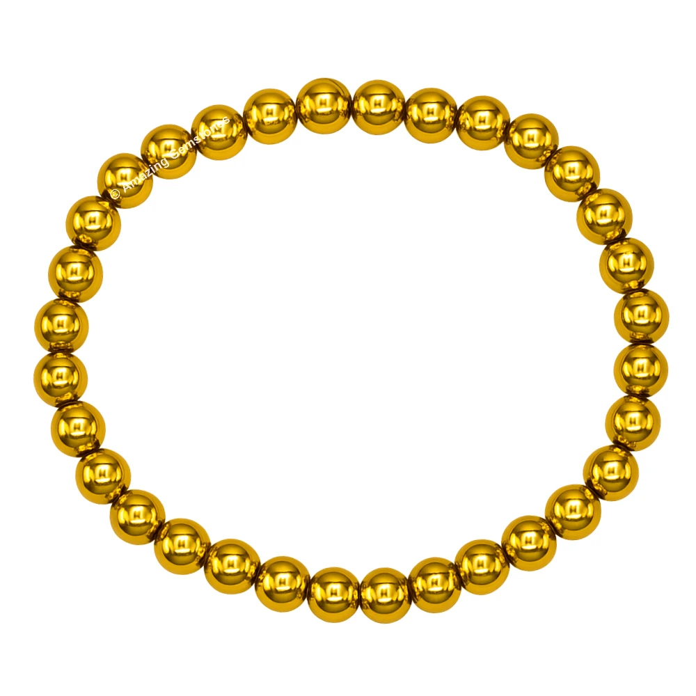 Golden Hematite Healing Crystal Bracelets - 6mm Beads
