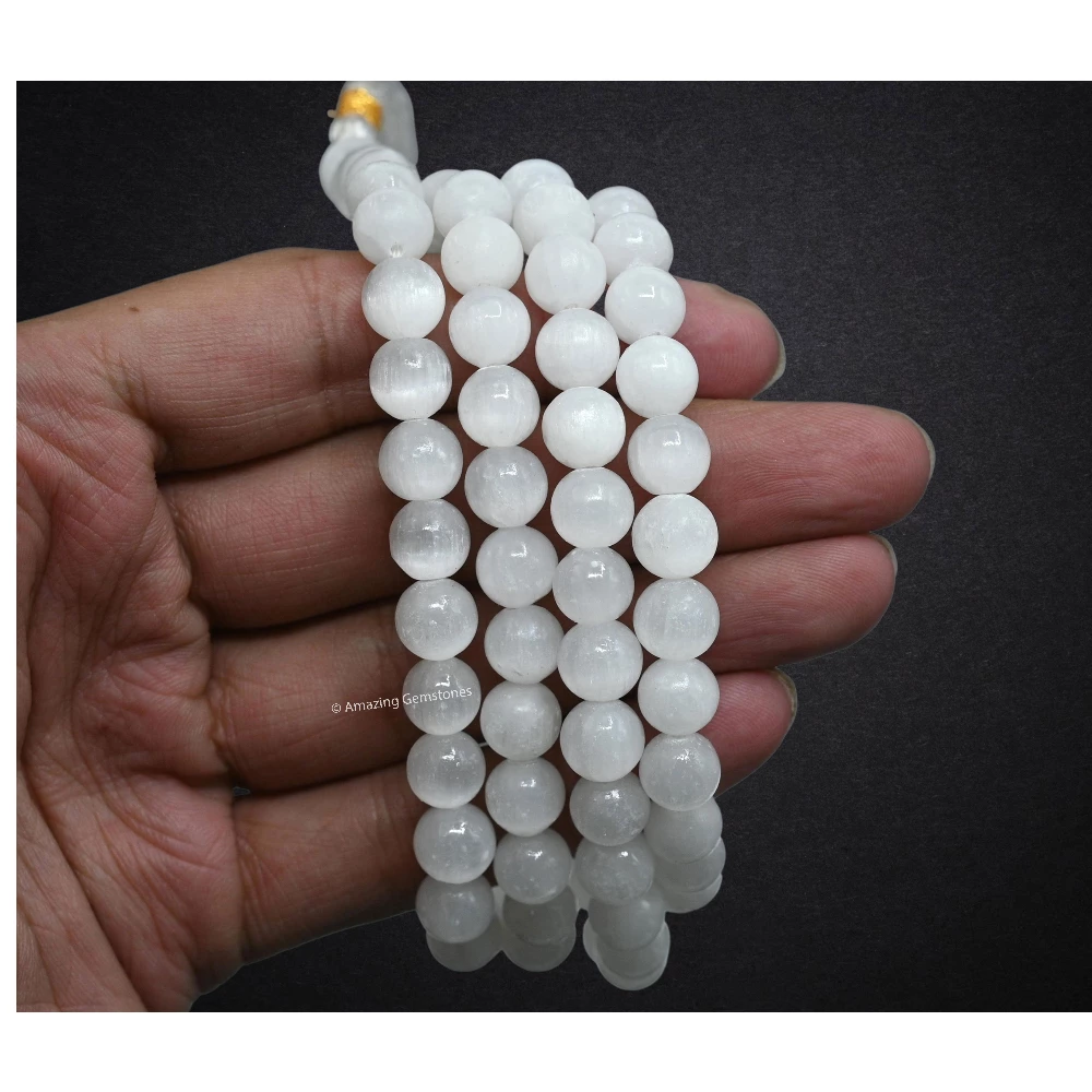 Selenite Japa Mala (Without Knot)