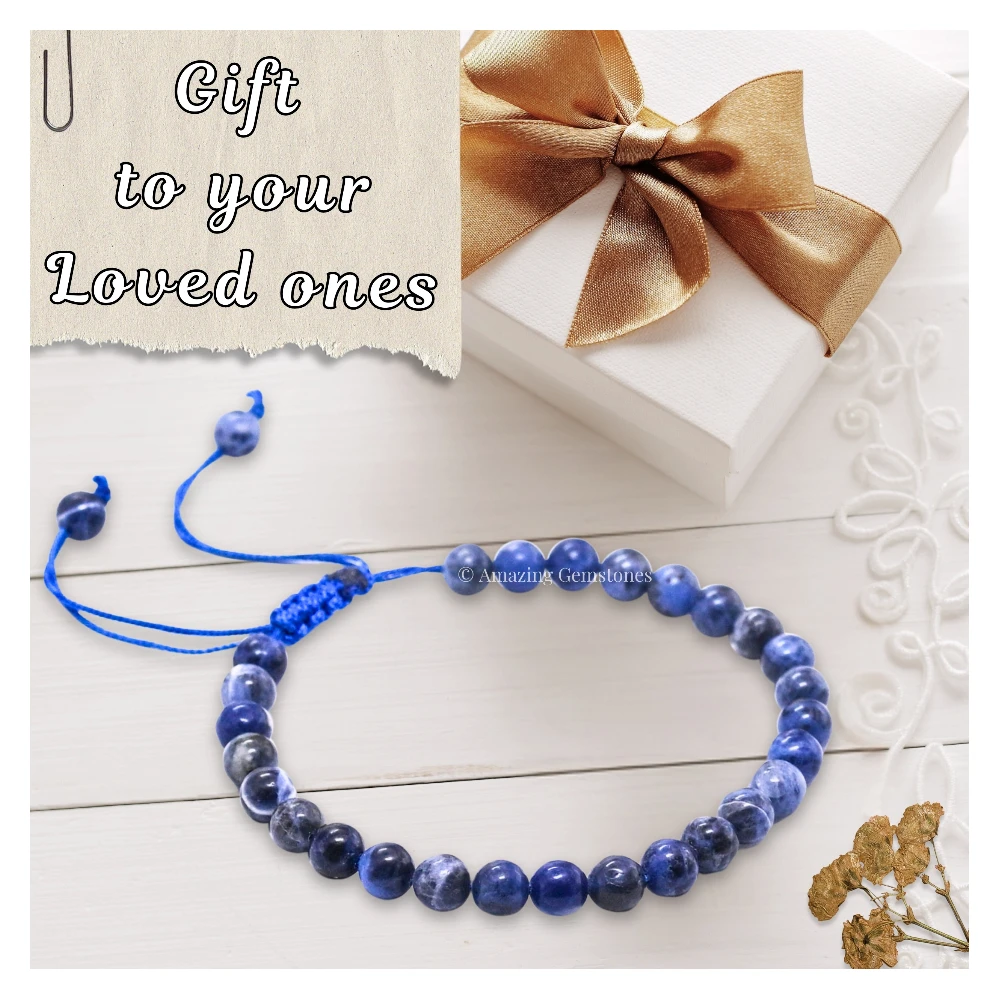 Sodalite Healing Crystal Bracelets - 6mm Beads (Adjustable)