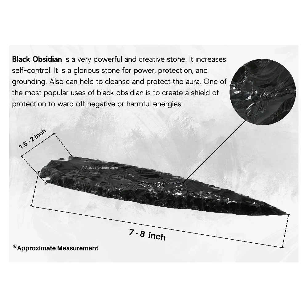 Black Obsidian Crystal Arrowhead - 7" to 8"