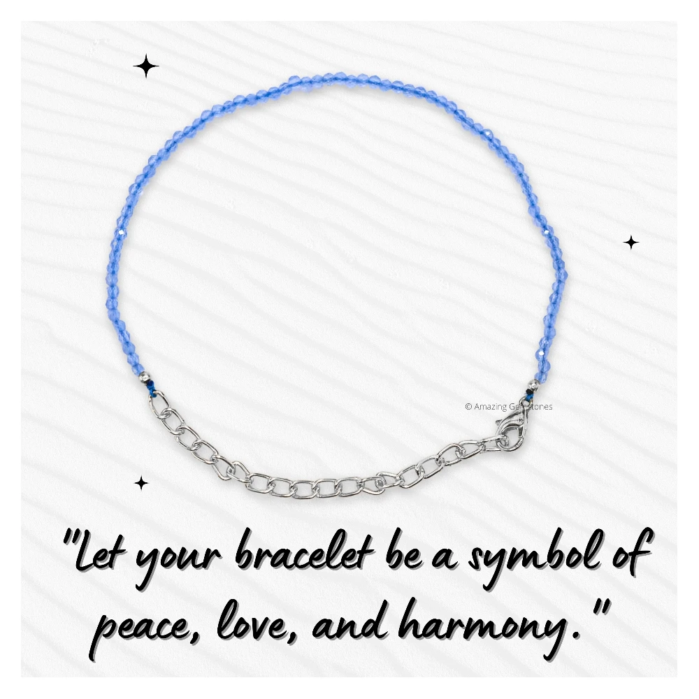 Blue Chalcedony Crystal Bracelet - 2mm Faceted Bead (Silver)