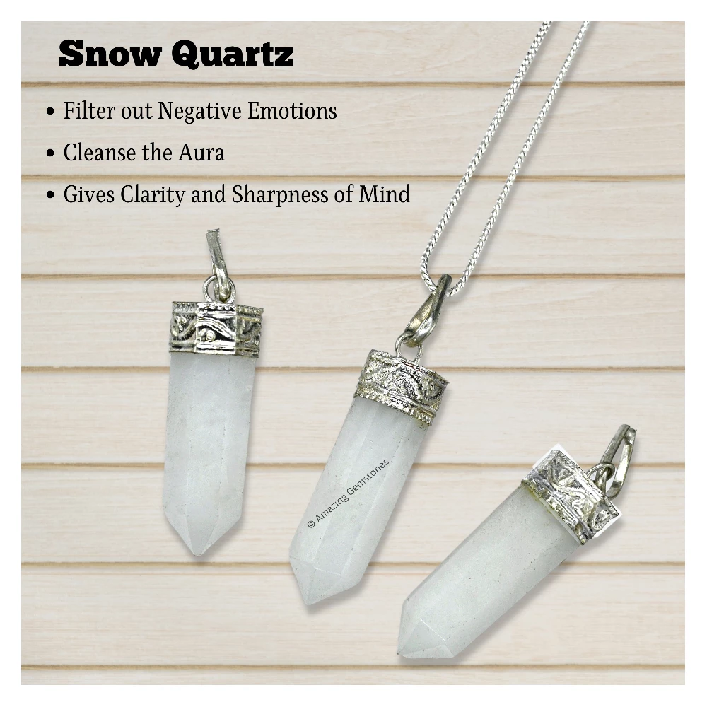 Snow White Quartz Necklace - Pencil Point (Silver)