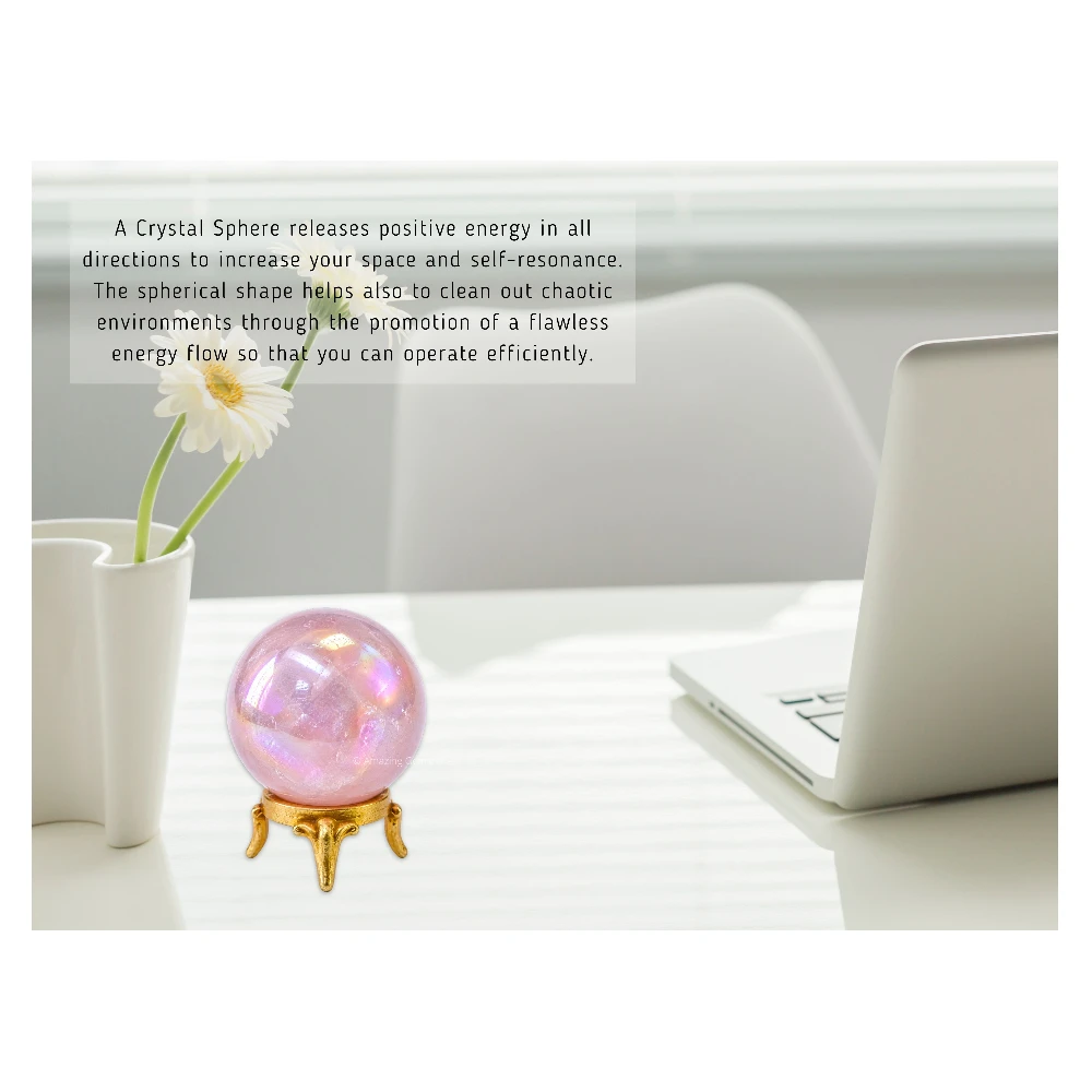 Large Angel Aura Rose Quartz Sphere (3 Inch)