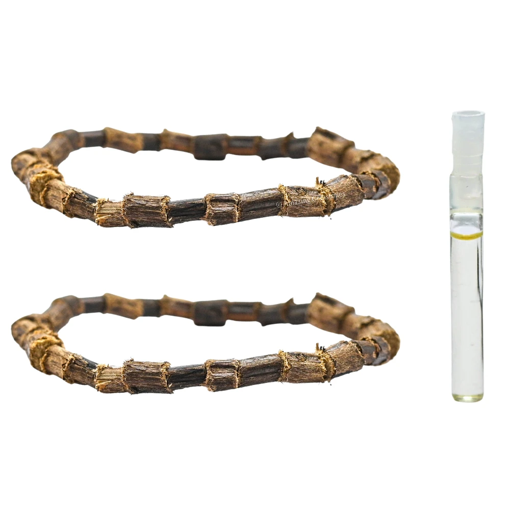 Raw Tulsi Mosquito Repellent Bracelet Set with Essential Oil (Pack of 2, Adult)
