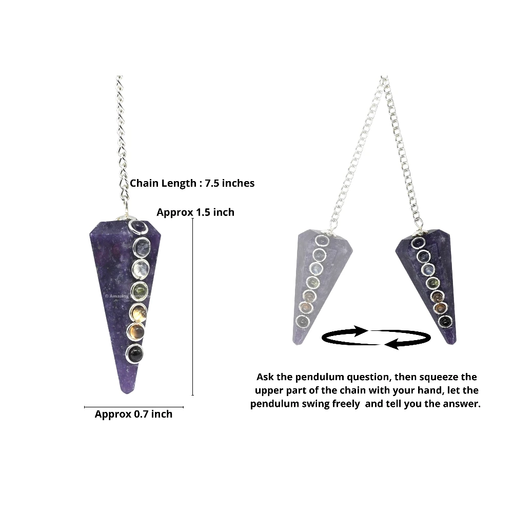 Lepidolite Chakra Crystal Pendulum