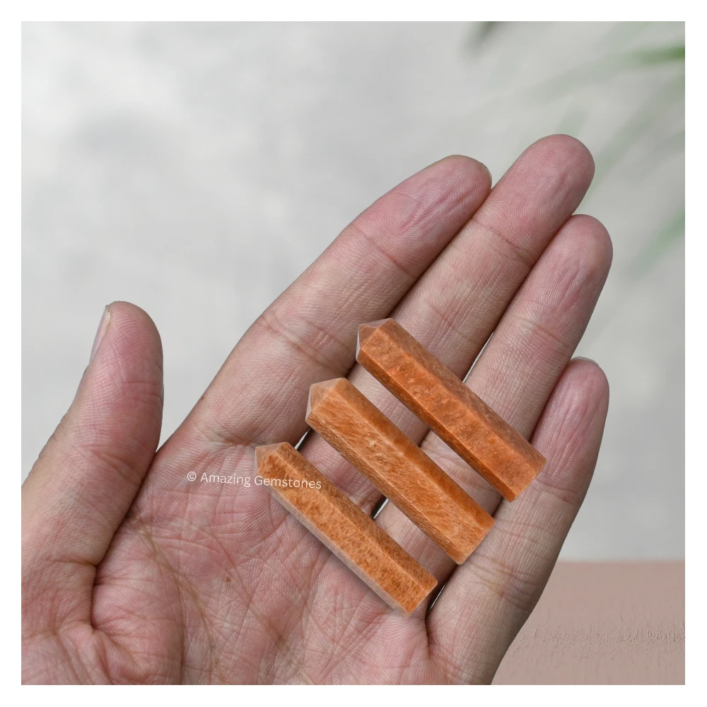 Peach Moonstone Pencil Points (Set of 50)
