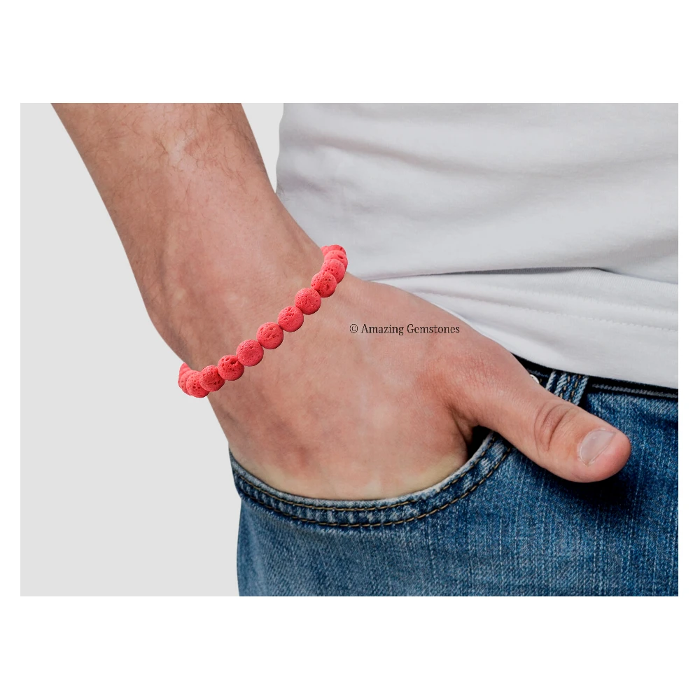 Red Lava Stone Bracelet (Adjustable)