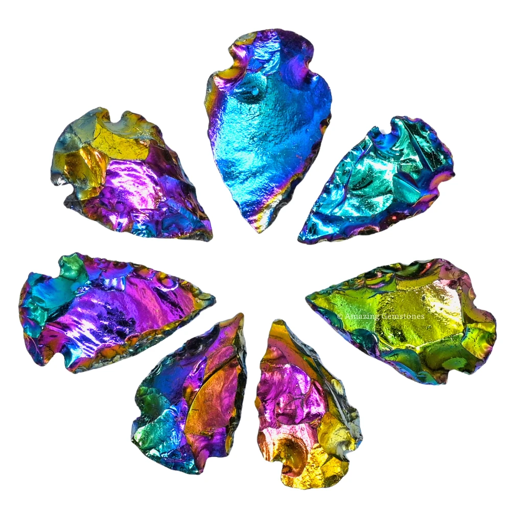 Titanium Aura Quartz Crystal Arrowhead - 1" to 1.5" (3 Pieces)