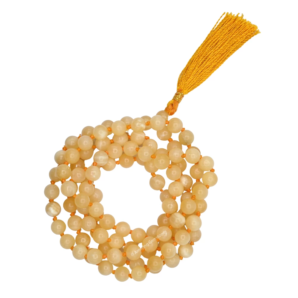 Yellow Calcite Mala (Hand Knotted)