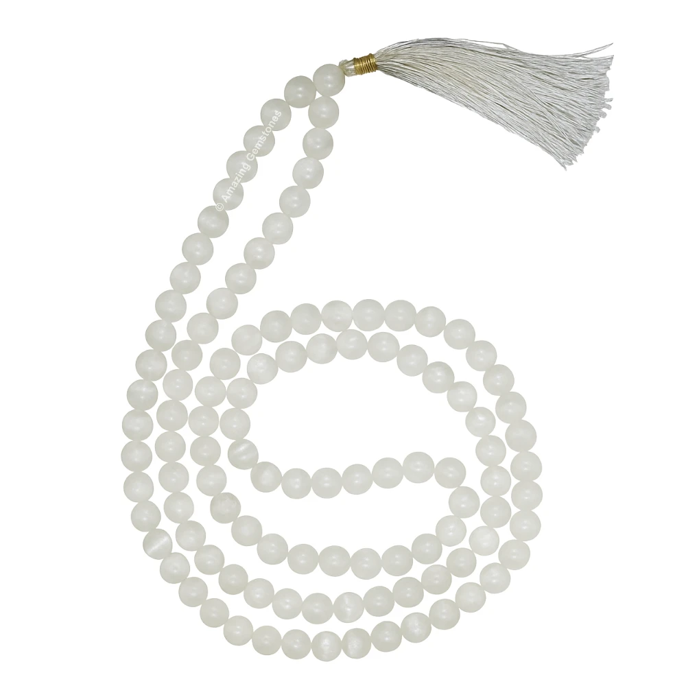 Selenite Japa Mala (Without Knot)