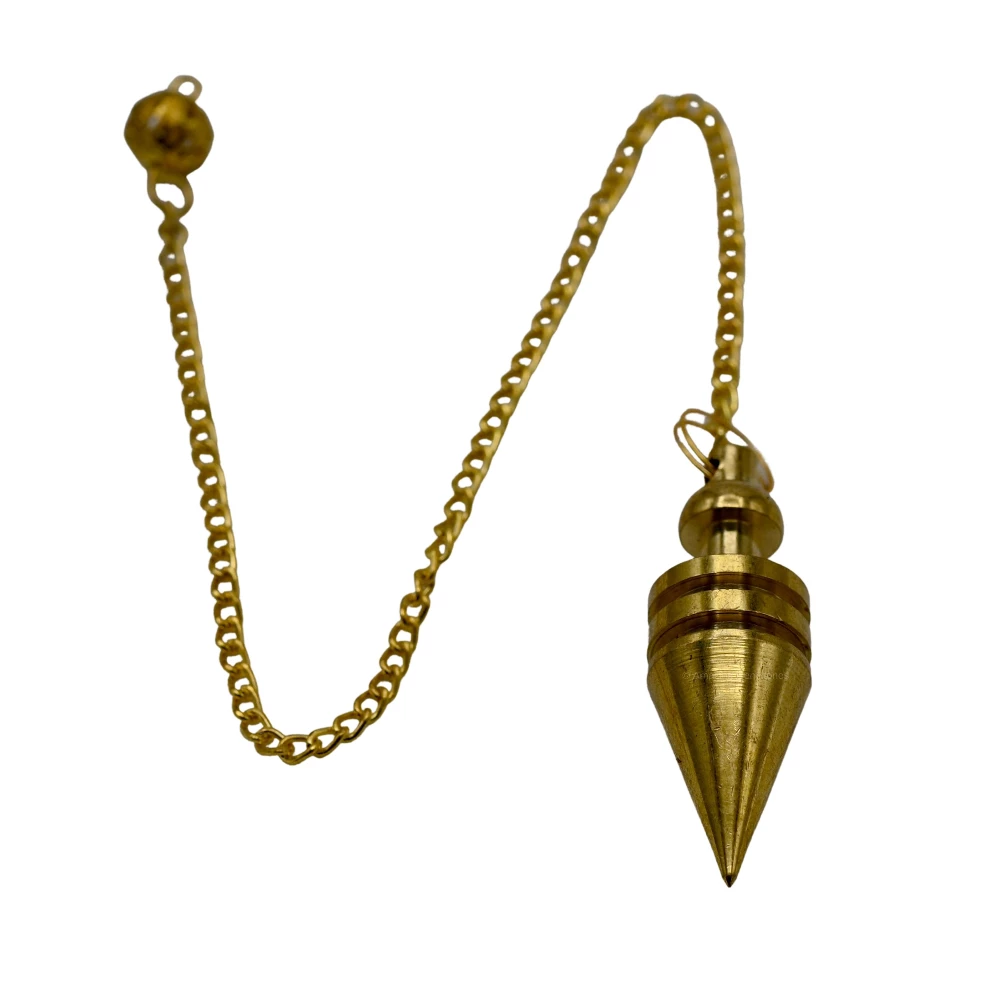 Copper Metal Pendulum - Gold Cone with 2 Rings (MP47)