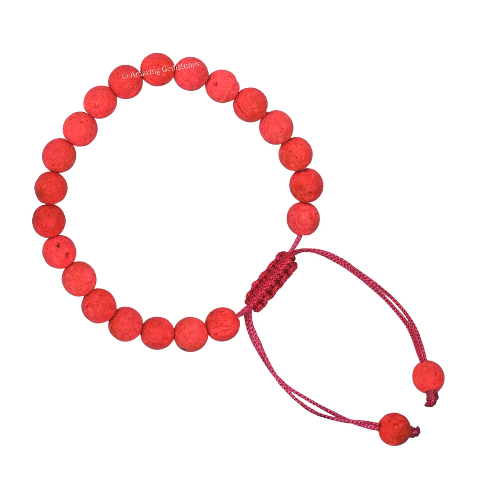 Red Lava Stone Bracelet (Adjustable)