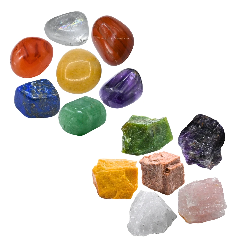 7 Chakra Tumbled and Raw Stone (13 Pcs)