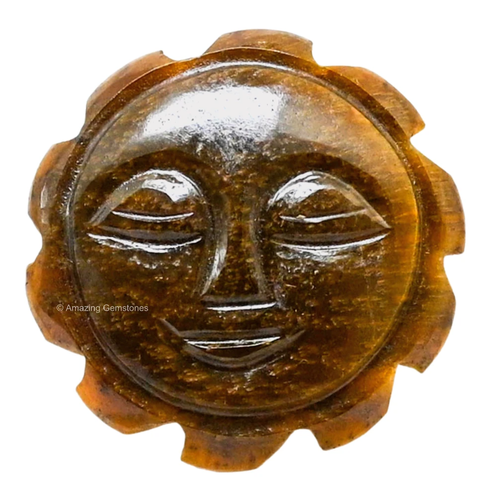 Tiger Eye Crystal Sun Face