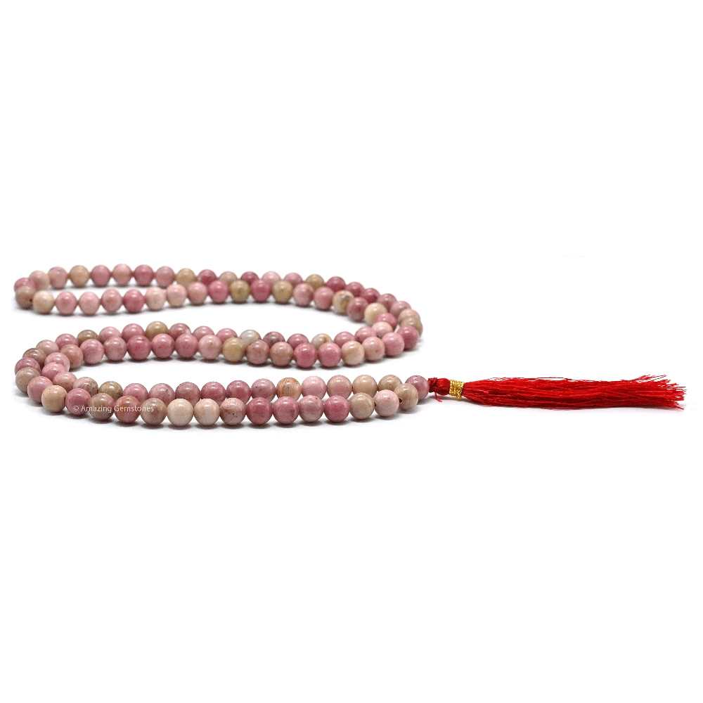 Pink Rhodonite Mala (Without Knot)