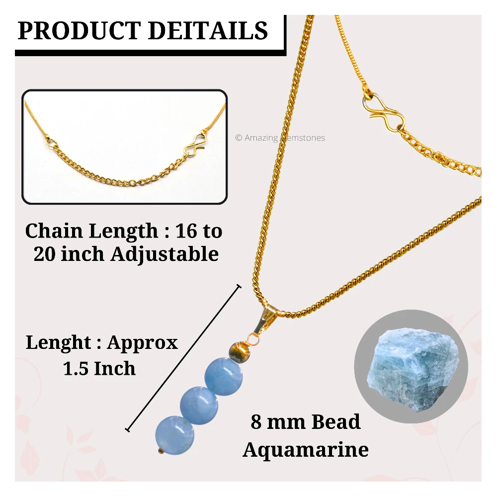 Aquamarine Bead Pendant (Gold)