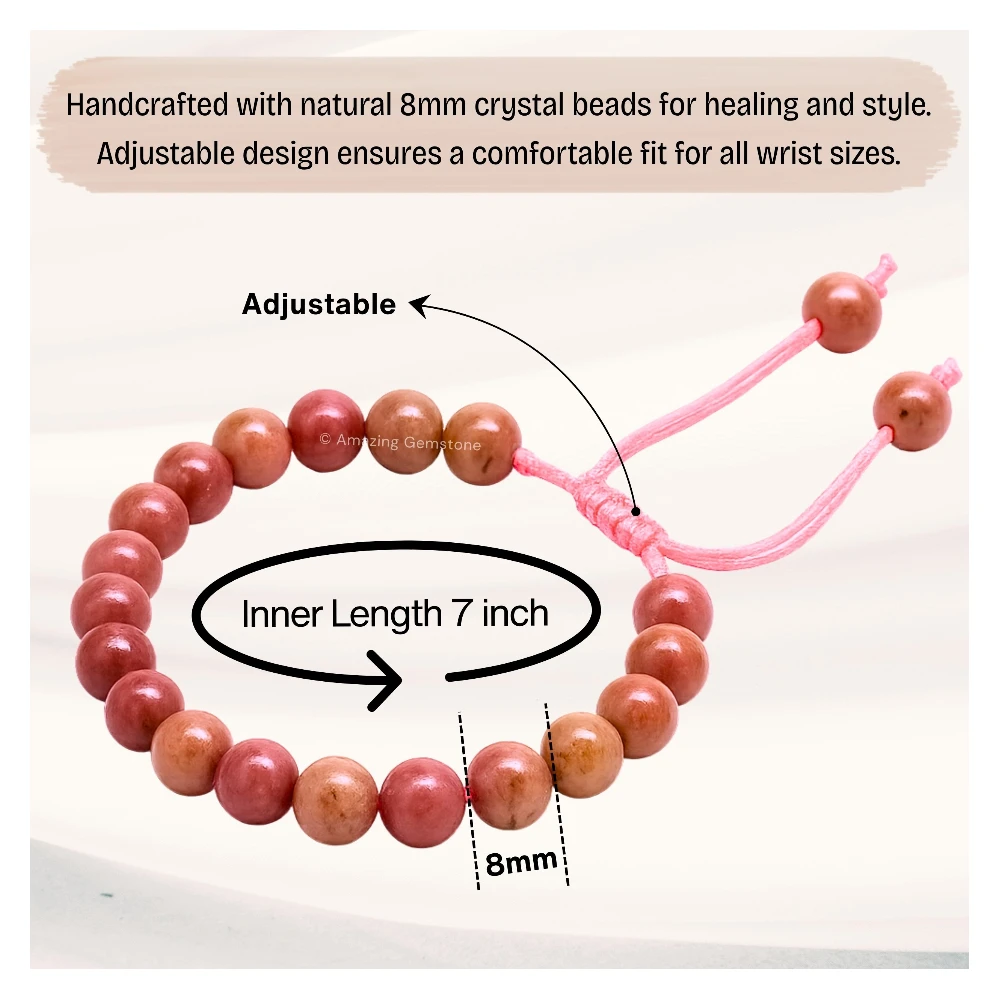 Pink Rhodonite Bracelet (Adjustable)