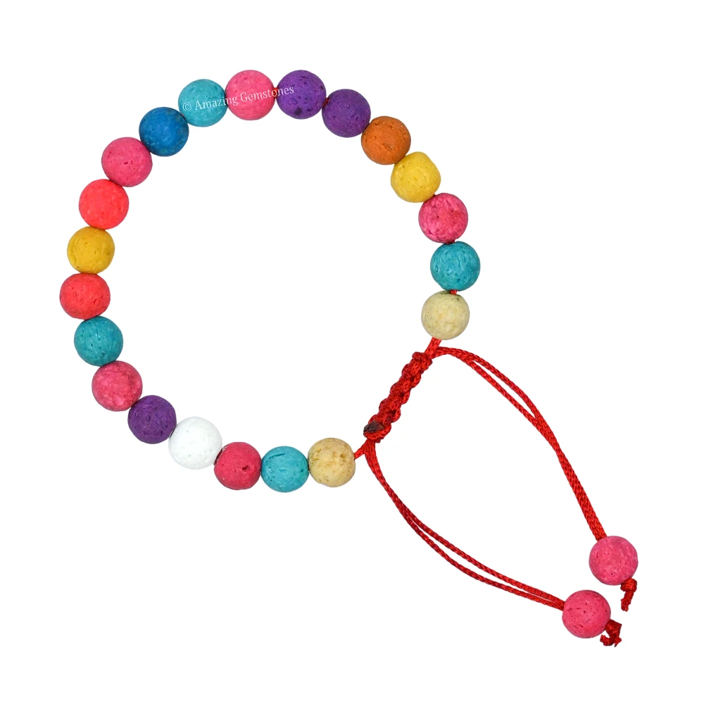Multi Lava Stone Bracelet (Adjustable)