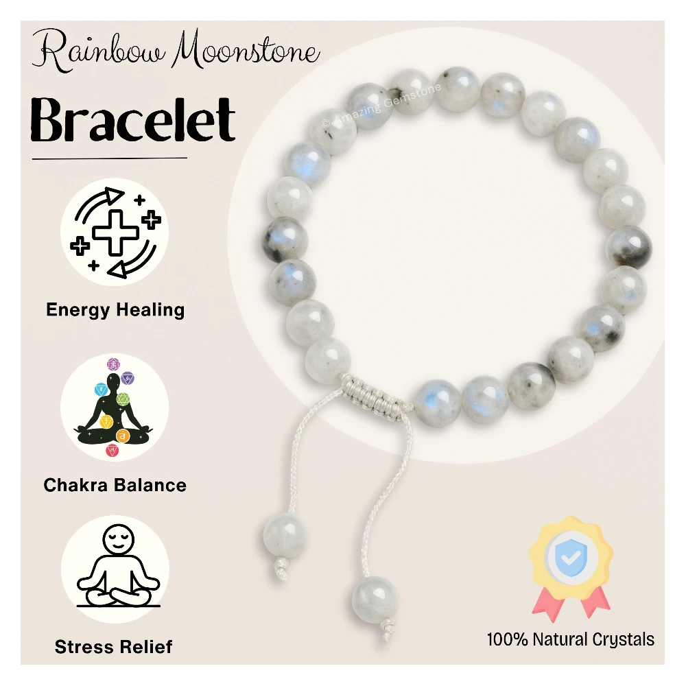 Rainbow Moonstone Bracelet (Adjustable)