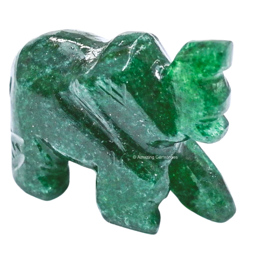 Dark Green Aventurine Mini Elephant Crystal Figurine