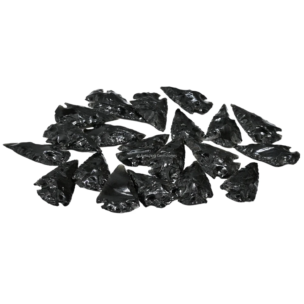Black Obsidian Crystal Arrowhead - 1" to 1.5" (5 Pieces)
