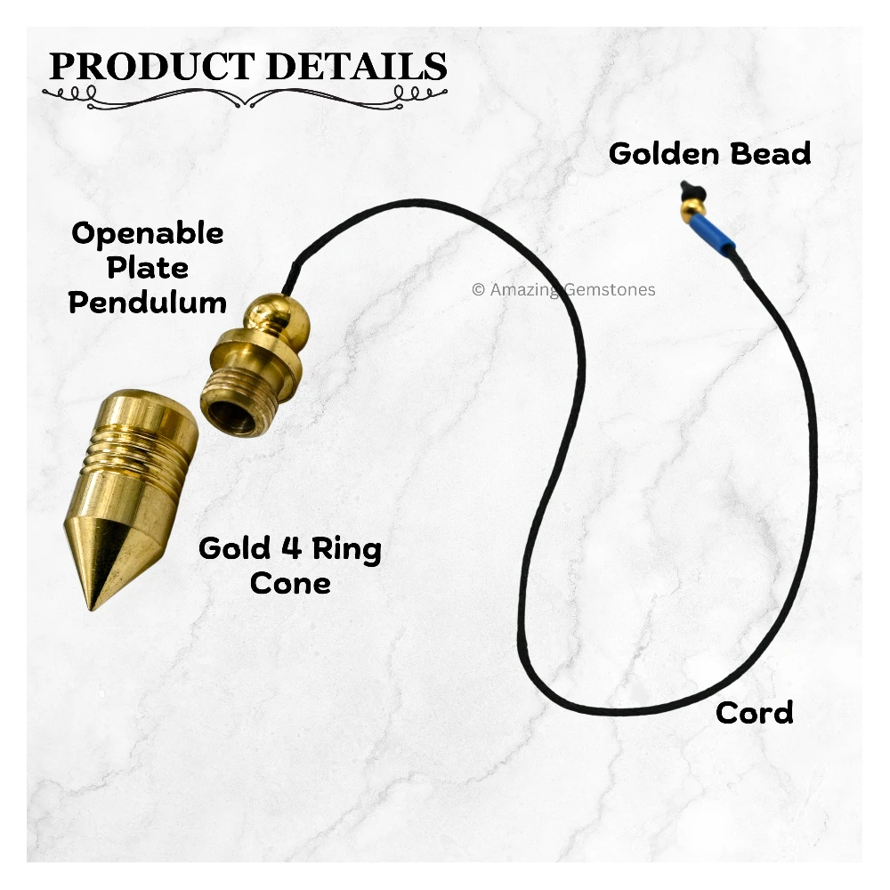 Copper Metal Pendulum - Gold 4 Ring Cone with Plate (MP85)