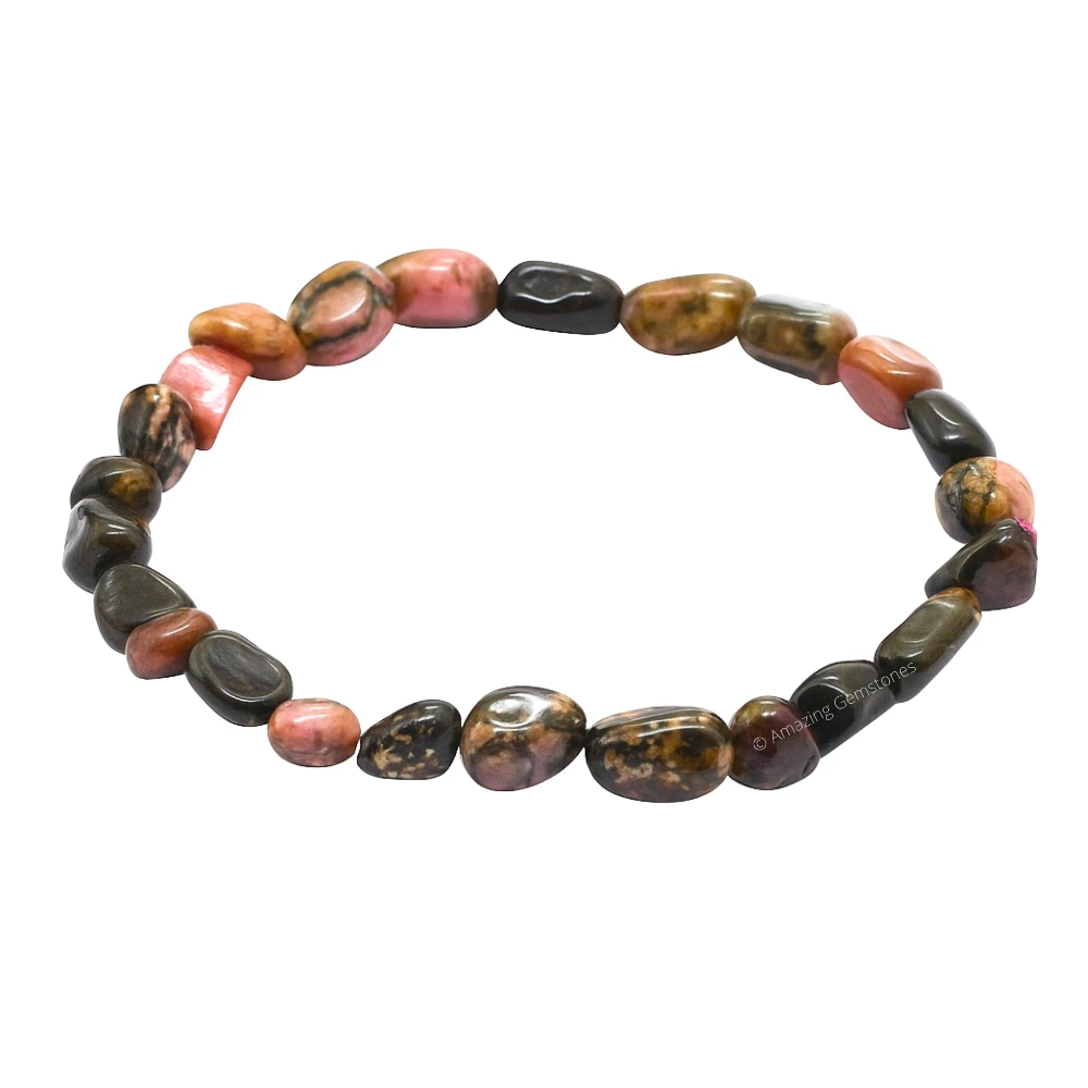 Rhodonite Tumbled Stone Bracelet (Stretchable)
