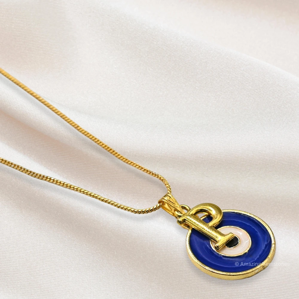 Evil Eye Pendant Necklace with P Initial