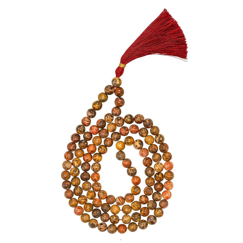 Leopard Jasper Mala (Without Knot)