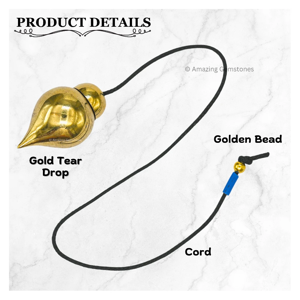 Metal Brass Pendulum - Gold Tear Drop (MP110)