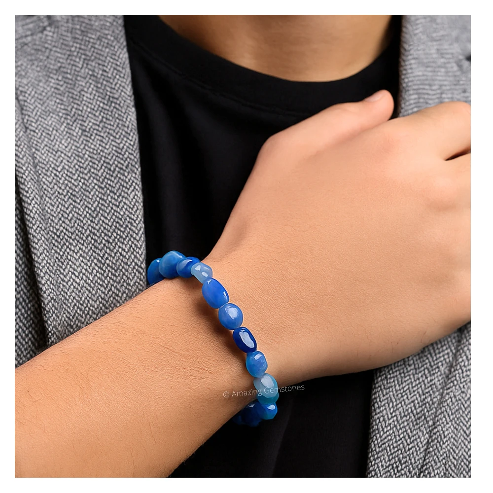 Blue Aventurine Tumbled Stone Bracelet (Stretchable)