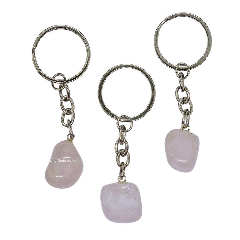 Rose Quartz Keychain Keys Holder (Tumble)