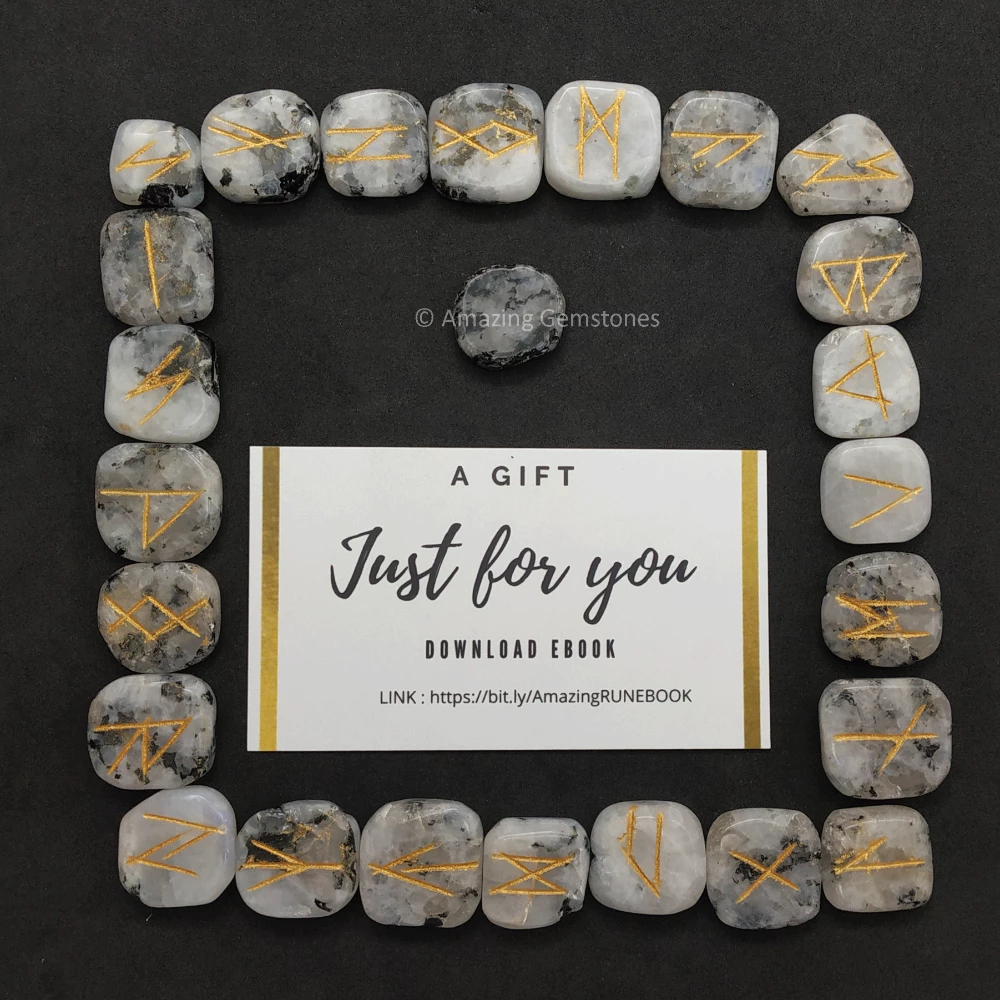 Rainbow Moonstone Rune Stones Set (Premium)