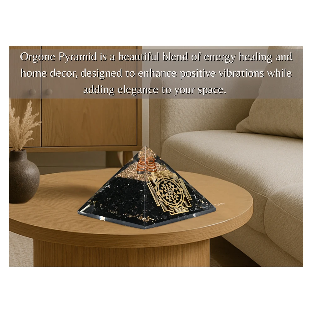 Shungite Orgone Pyramid - Big Sri Yantra