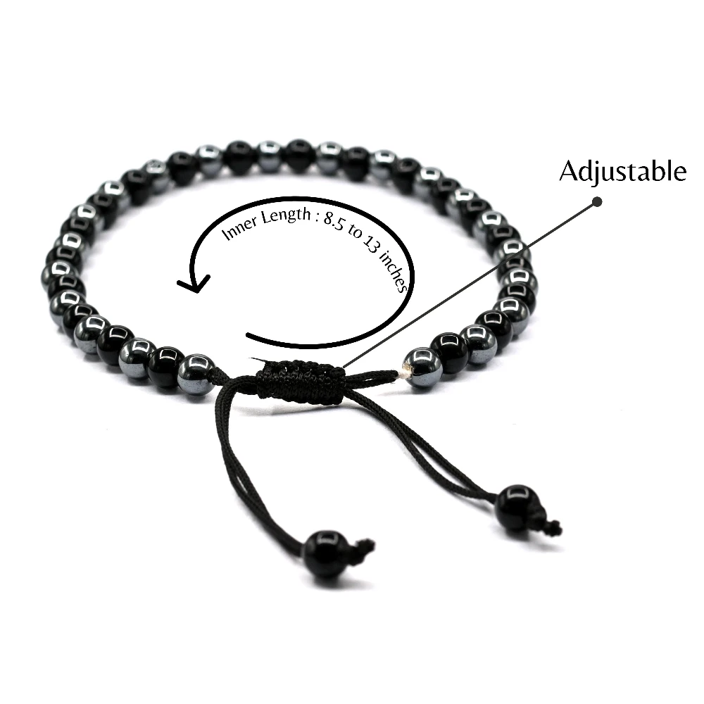 Black Obsidian Hematite Anklet (Without Knot)